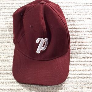 philadelphia phillies flexfit hat maroon script p logo stretch fit baseball caps